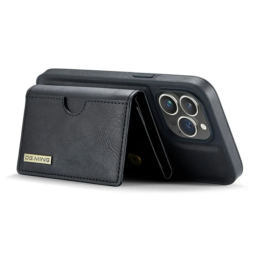 DG.MING M6 Series For iPhone 13 Pro Max Case Magnetic Wallet PU+PC+TPU Phone Cover - Black - 4