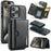 DG.MING M6 Series For iPhone 14 Pro Case Magnetic Wallet PU+PC+TPU Phone Cover - Black - 1
