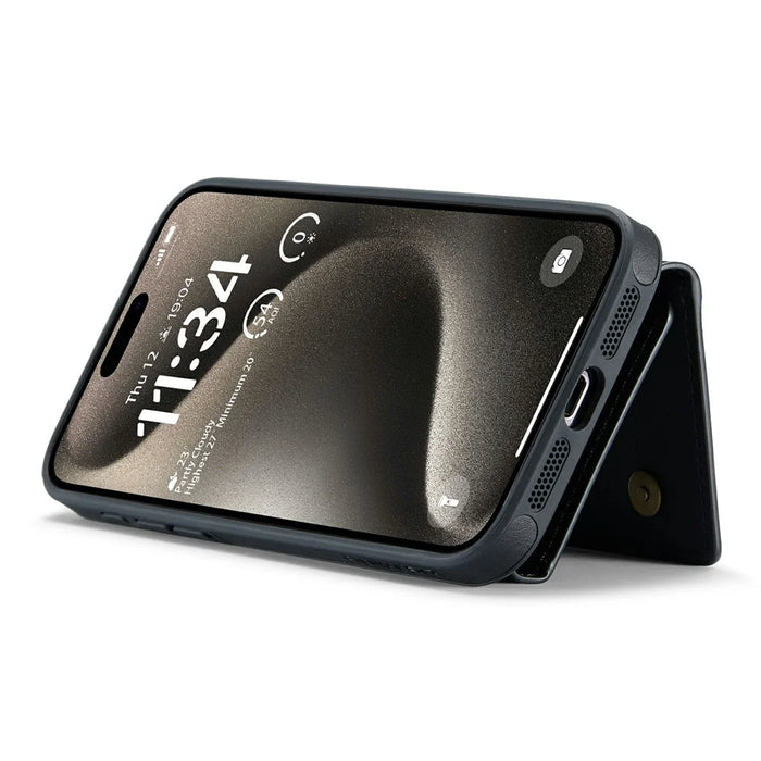 DG.MING M6 Series For iPhone 14 Pro Case Magnetic Wallet PU+PC+TPU Phone Cover - Black - 5
