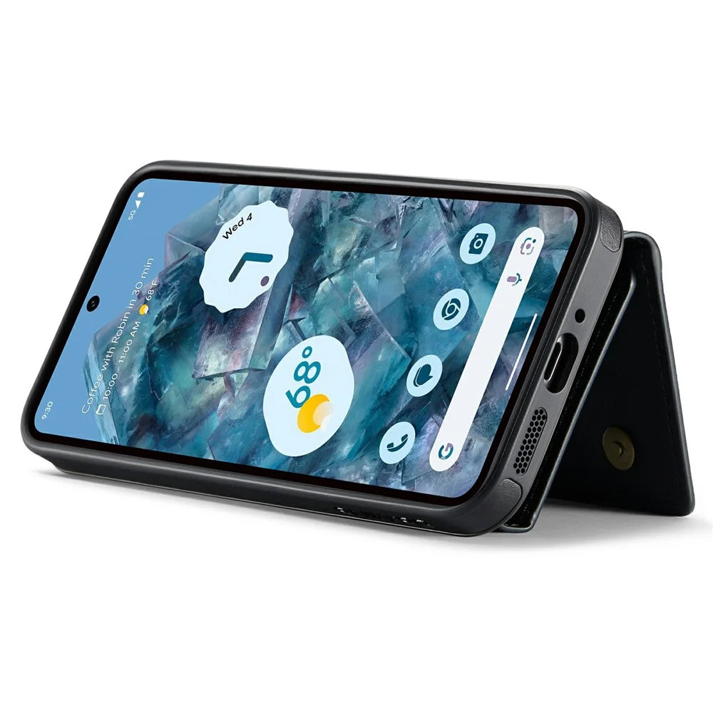 DG.MING M6 Series For Google Pixel 9 / Pixel 9 Pro Case Magnetic Wallet PU+PC+TPU Phone Cover - Black - 4