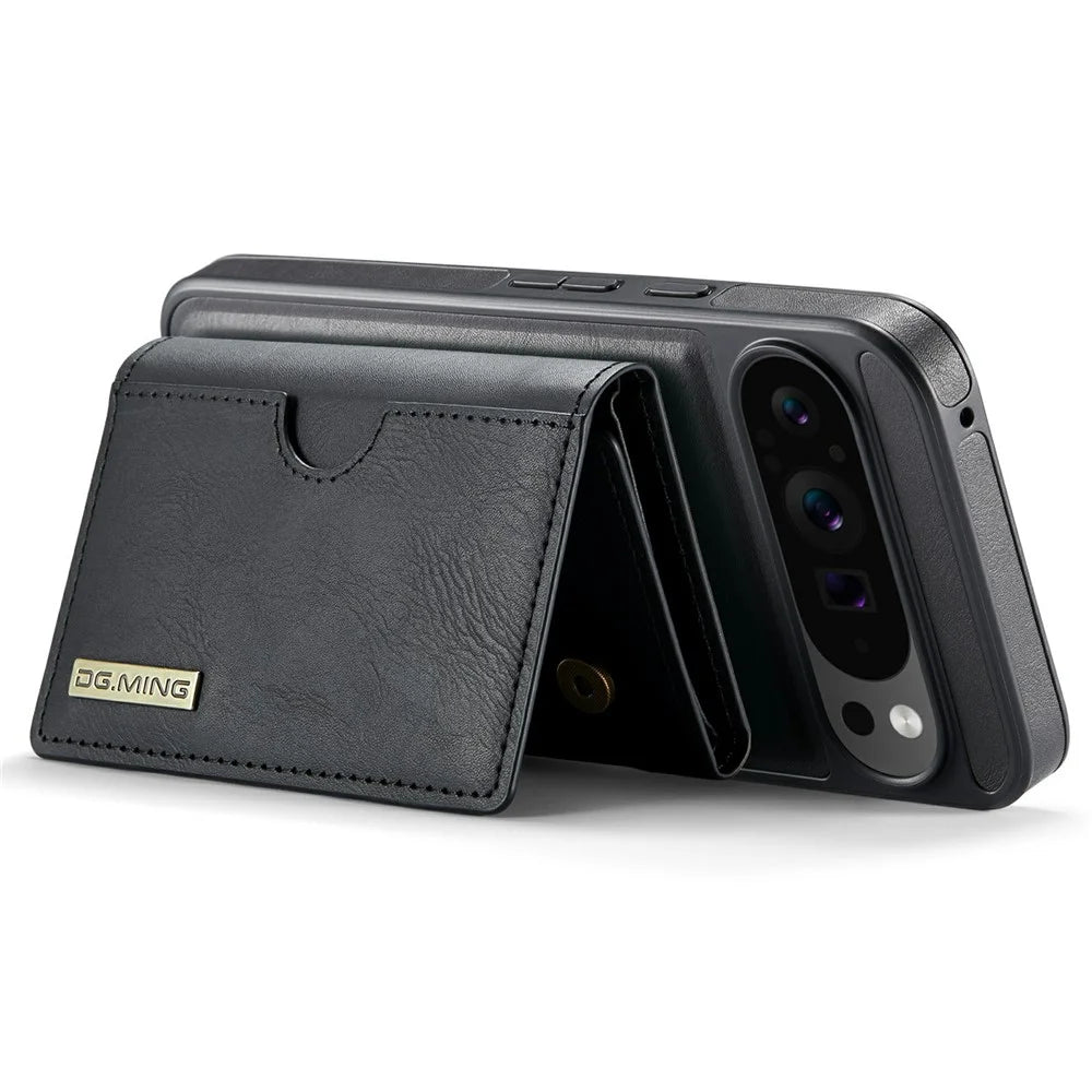 DG.MING M6 Series For Google Pixel 9 / Pixel 9 Pro Case Magnetic Wallet PU+PC+TPU Phone Cover - Black - 5