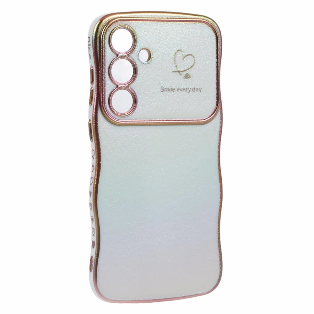 For Samsung Galaxy S25+ Case Curly Shape Love Heart TPU Phone Cover Iridescent Gradient - Colorful White - 3