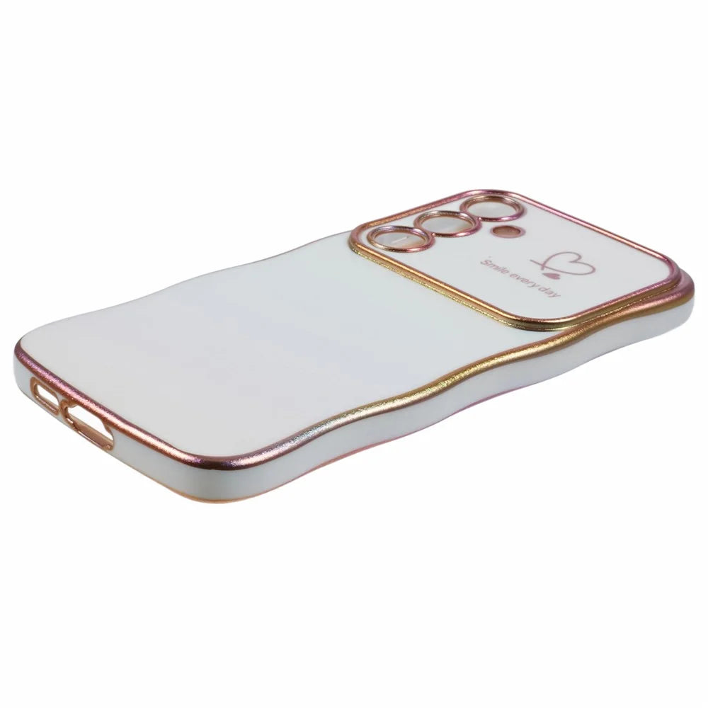 For Samsung Galaxy S25+ Case Curly Shape Love Heart TPU Phone Cover Iridescent Gradient - Colorful White - 5