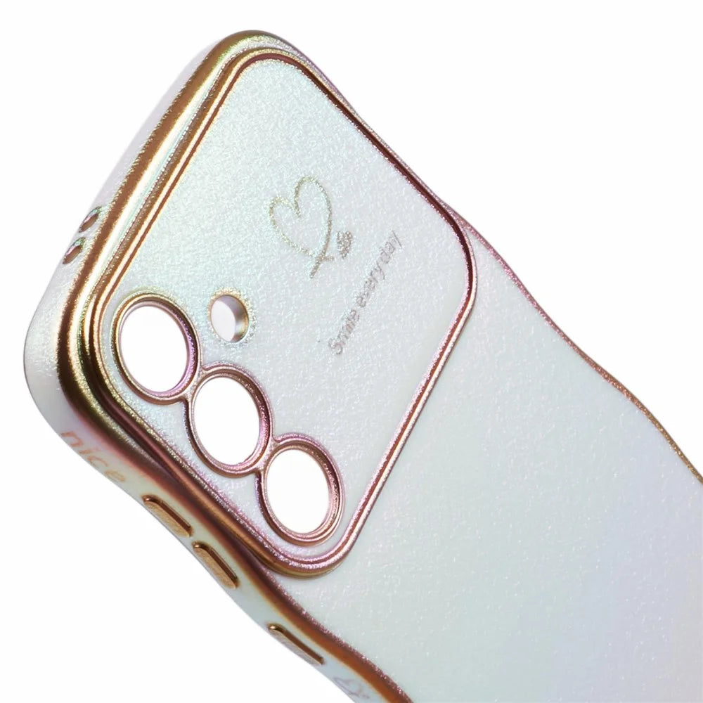 For Samsung Galaxy S25+ Case Curly Shape Love Heart TPU Phone Cover Iridescent Gradient - Colorful White - 6