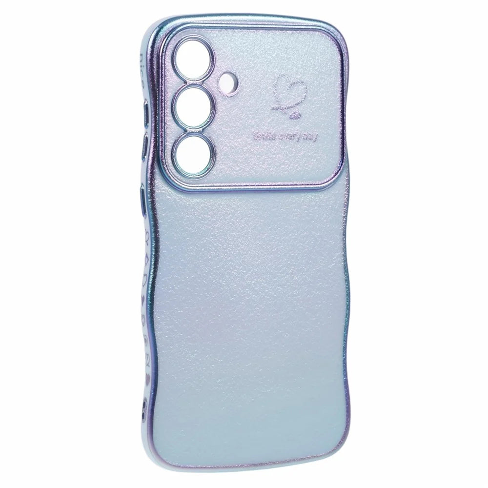For Samsung Galaxy S25 Case Curly Shape Love Heart TPU Phone Cover Iridescent Gradient - Colorful Blue - 3