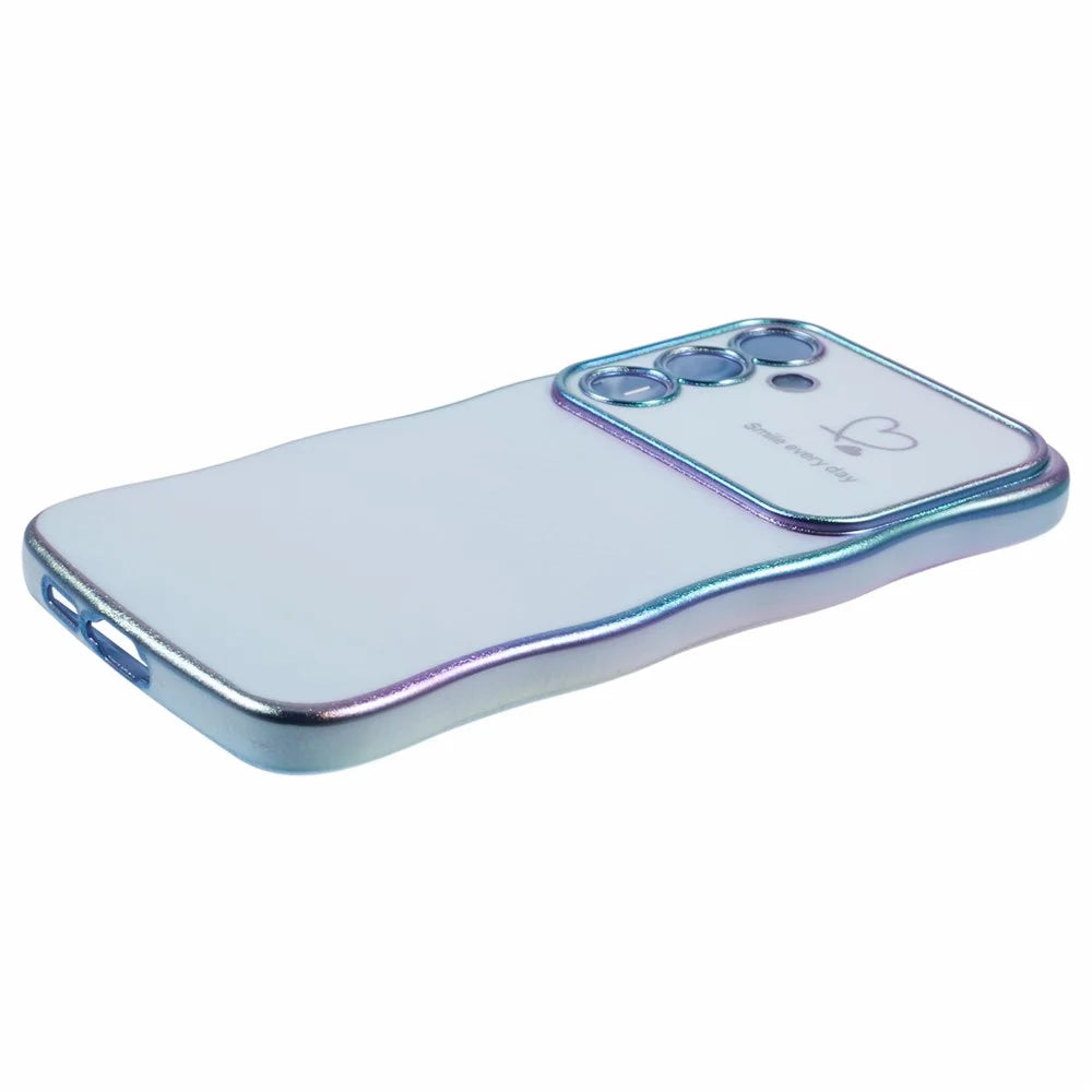 For Samsung Galaxy S25 Case Curly Shape Love Heart TPU Phone Cover Iridescent Gradient - Colorful Blue - 5