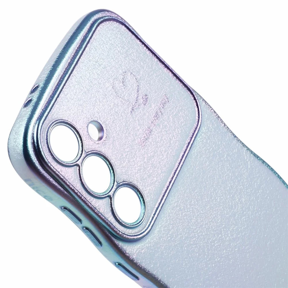 For Samsung Galaxy S25 Case Curly Shape Love Heart TPU Phone Cover Iridescent Gradient - Colorful Blue - 6