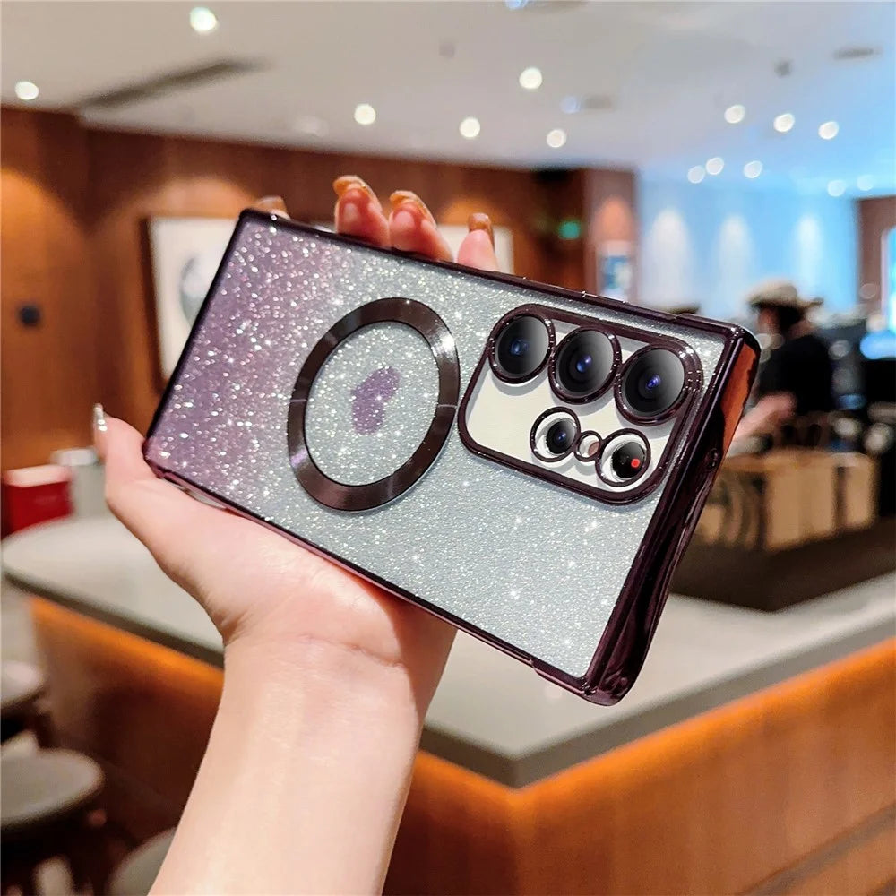 For Samsung Galaxy S25 Ultra Case Gradient Sparkle TPU Phone Cover Magnetic Case - Dark Purple - 3
