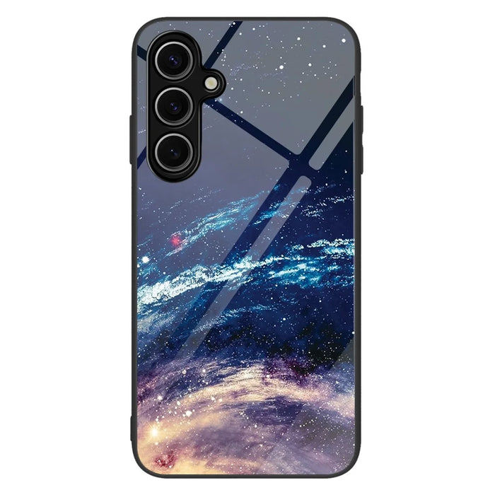 For Samsung Galaxy S25 Case Tempered Glass+PC+TPU Phone Protector Pattern Printing - The Milky Way - 1