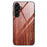 For Samsung Galaxy S25 Case TPU+Tempered Glass Back Phone Cover Wood Texture - Wine Red - 1