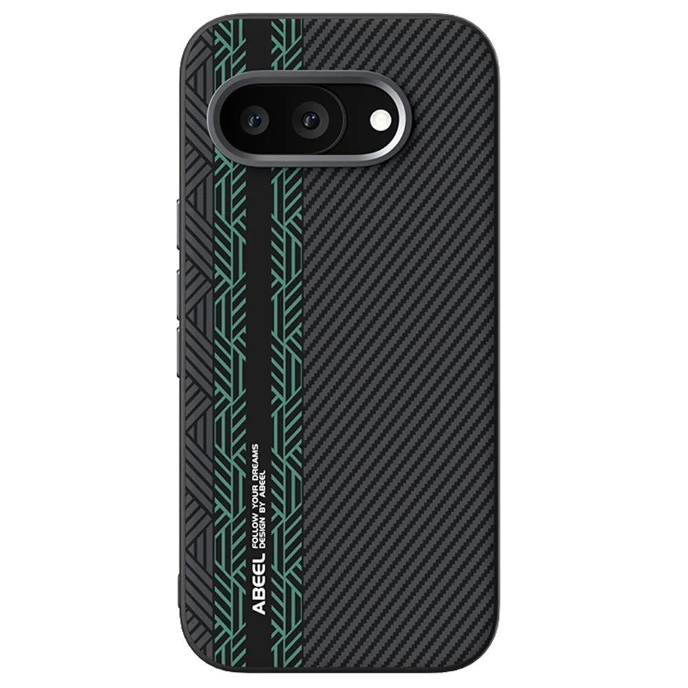 ABEEL For Google Pixel 9a Case PC + TPU + Aluminum Alloy + PU Leather Slim Phone Back Cover Magnetic Case - Texture 2 - 1