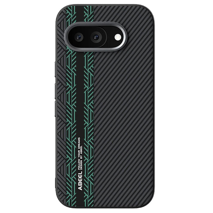 ABEEL For Google Pixel 9a Case PC + TPU + Aluminum Alloy + PU Leather Slim Phone Back Cover Magnetic Case - Texture 2 - 1