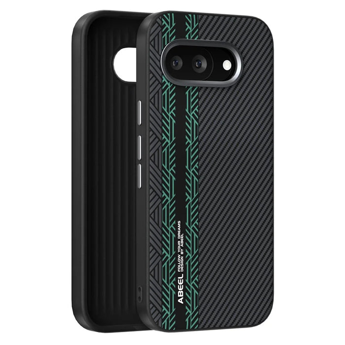 ABEEL For Google Pixel 9a Case PC + TPU + Aluminum Alloy + PU Leather Slim Phone Back Cover Magnetic Case - Texture 2 - 2