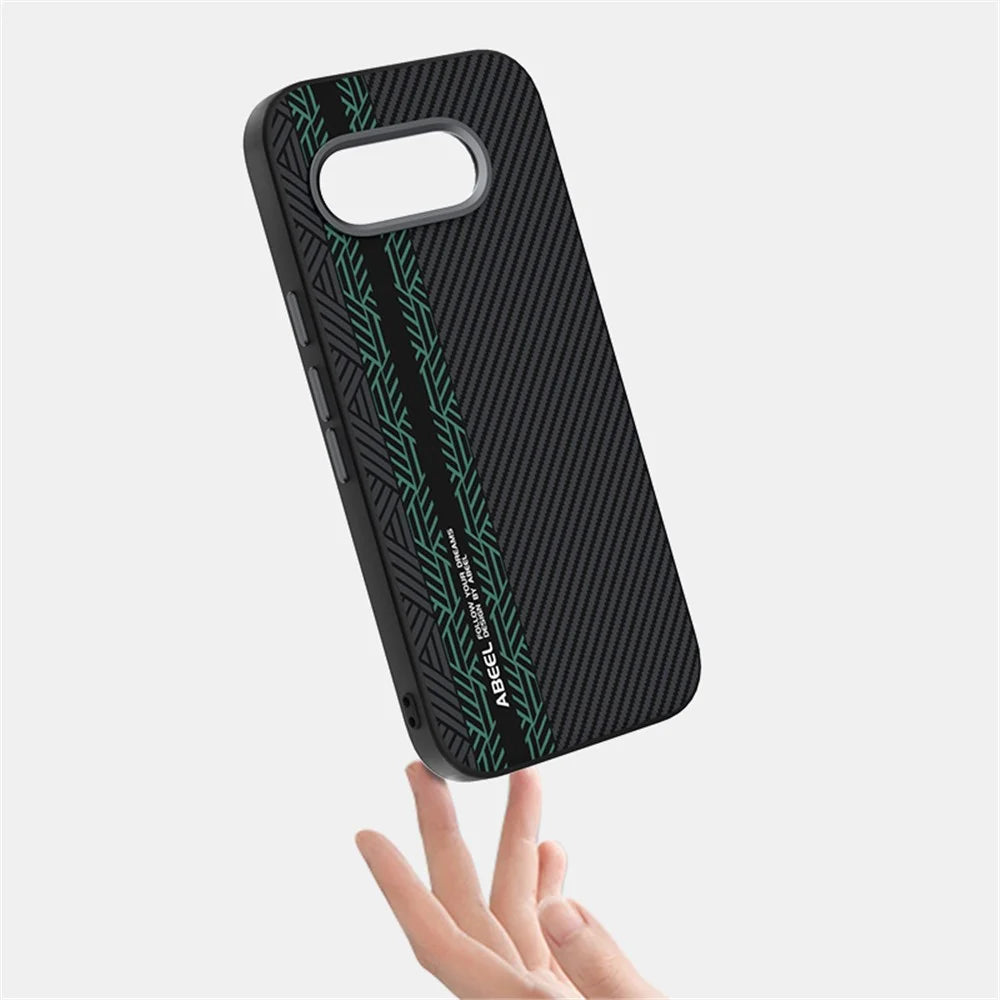 ABEEL For Google Pixel 9a Case PC + TPU + Aluminum Alloy + PU Leather Slim Phone Back Cover Magnetic Case - Texture 2 - 3