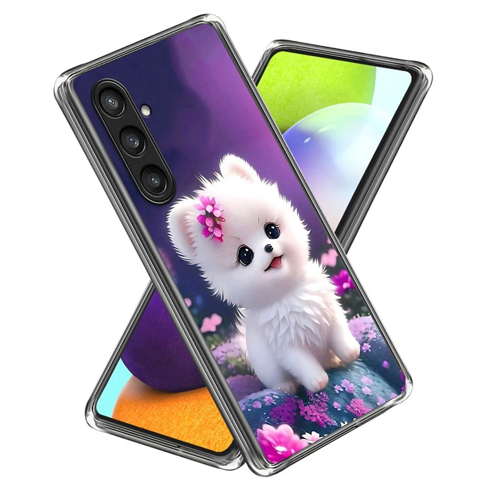 For Samsung Galaxy A18 5G / A18 4G / A17 5G / A17 4G / A26 5G Case Pattern Printed Shockproof TPU Phone Cover - White Puppy - 1