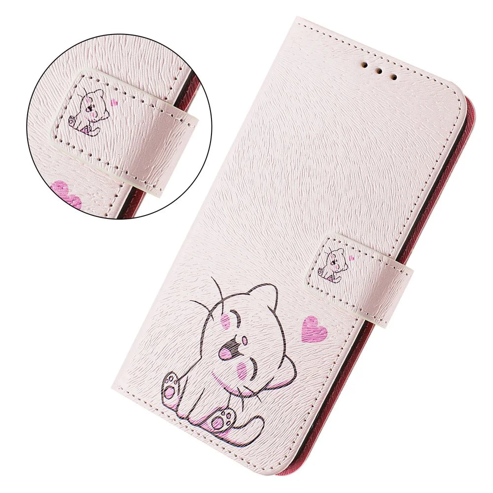 For Samsung Galaxy A26 5G Case Pattern Printing Wallet Phone Cover with Strap - Cute Cat - 5