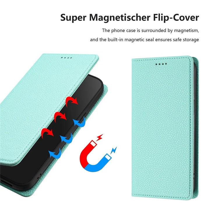For Samsung Galaxy S25 Ultra Wallet Case RFID Blocking Litchi Texture Leather Mobile Cover - Mint Green - 6