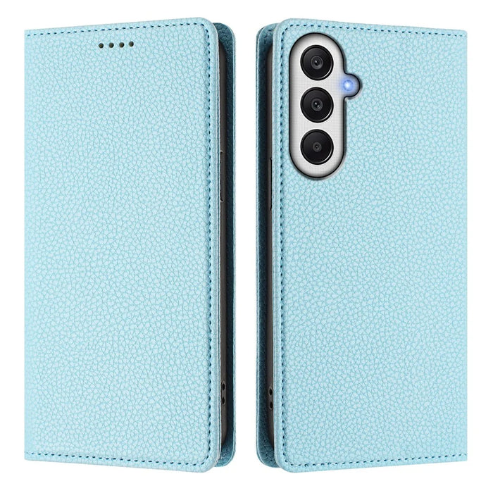 For Samsung Galaxy S24 FE Wallet Case RFID Blocking Litchi Texture Leather Mobile Cover - Baby Blue - 3