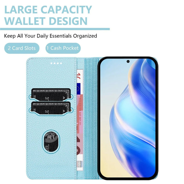 For Samsung Galaxy S24 FE Wallet Case RFID Blocking Litchi Texture Leather Mobile Cover - Baby Blue - 5