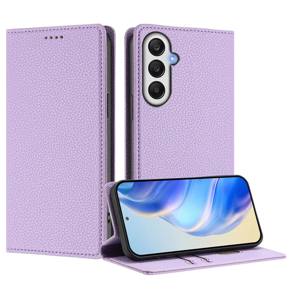 For Samsung Galaxy A54 5G Wallet Case RFID Blocking Litchi Texture Leather Mobile Cover - Light Purple - 2