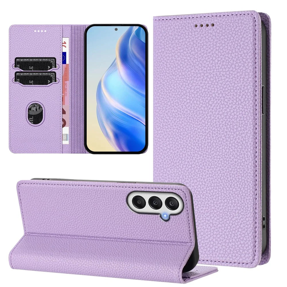 For Samsung Galaxy A54 5G Wallet Case RFID Blocking Litchi Texture Leather Mobile Cover - Light Purple - 4