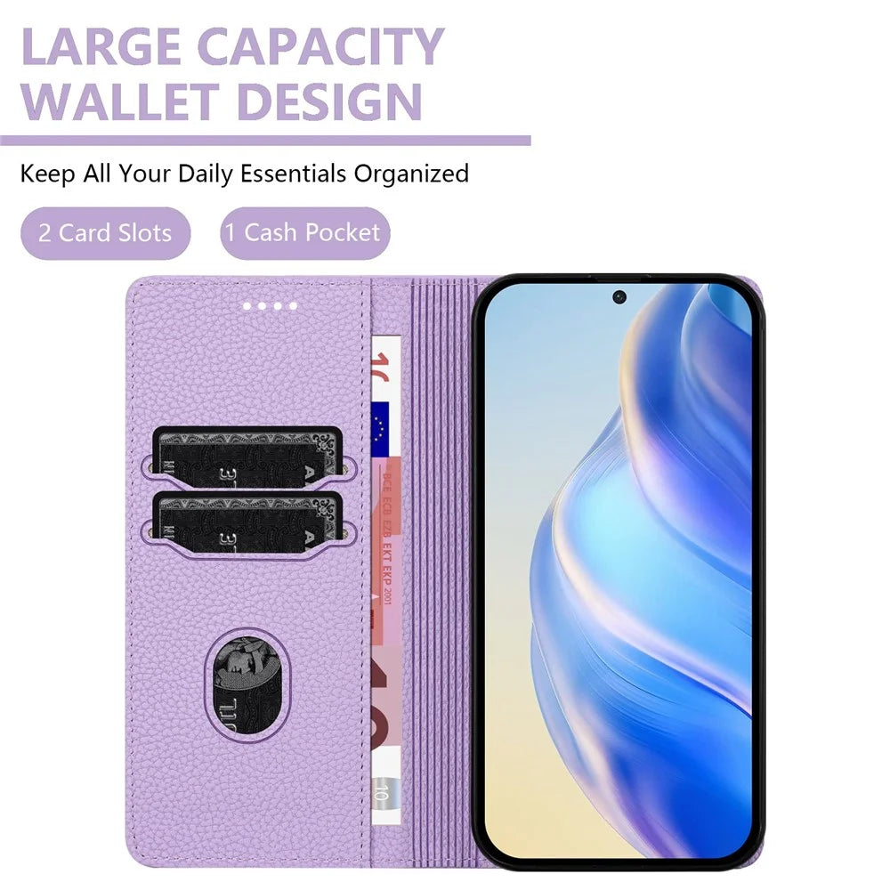 For Samsung Galaxy A54 5G Wallet Case RFID Blocking Litchi Texture Leather Mobile Cover - Light Purple - 5