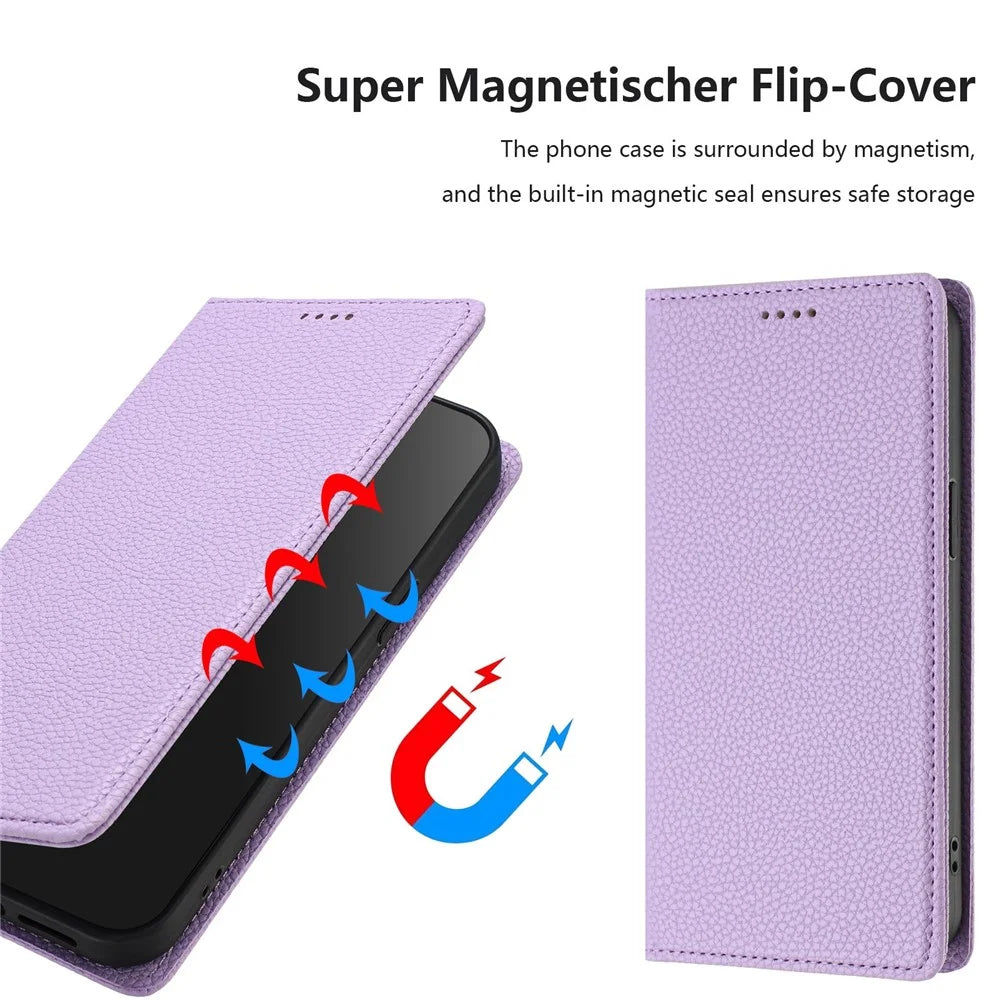For Samsung Galaxy A54 5G Wallet Case RFID Blocking Litchi Texture Leather Mobile Cover - Light Purple - 6