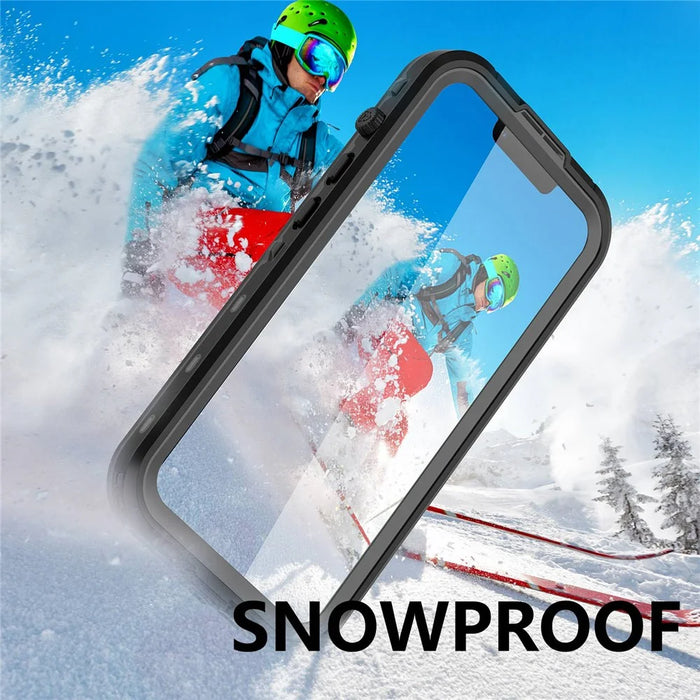 REDPEPPER Dot+ Series for iPhone 14 Plus IP68 Waterproof Clear Back Case Drop-proof Dust-proof Cover Compatible with Magsafe Charger - Black - 6