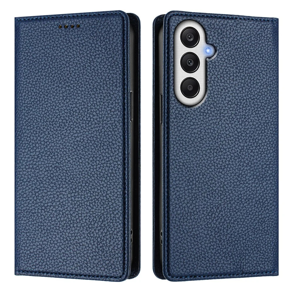 For Samsung Galaxy A35 5G Wallet Case RFID Blocking Litchi Texture Leather Mobile Cover - Dark Blue - 3