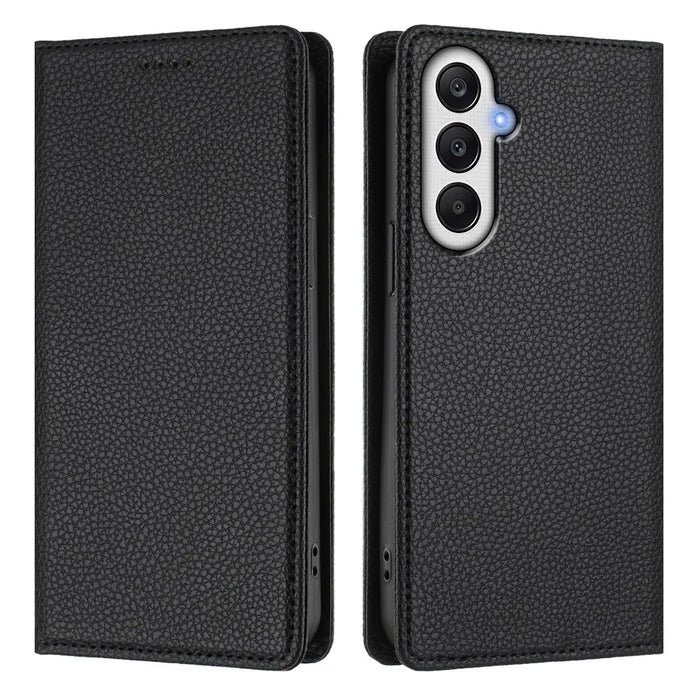 For Samsung Galaxy A55 5G Wallet Case RFID Blocking Litchi Texture Leather Mobile Cover - Black - 3