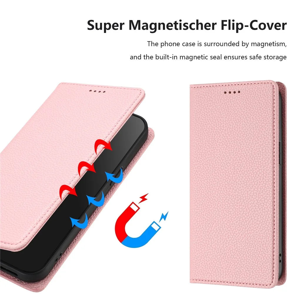 For Samsung Galaxy A26 5G Wallet Case RFID Blocking Litchi Texture Leather Mobile Cover - Pink - 6