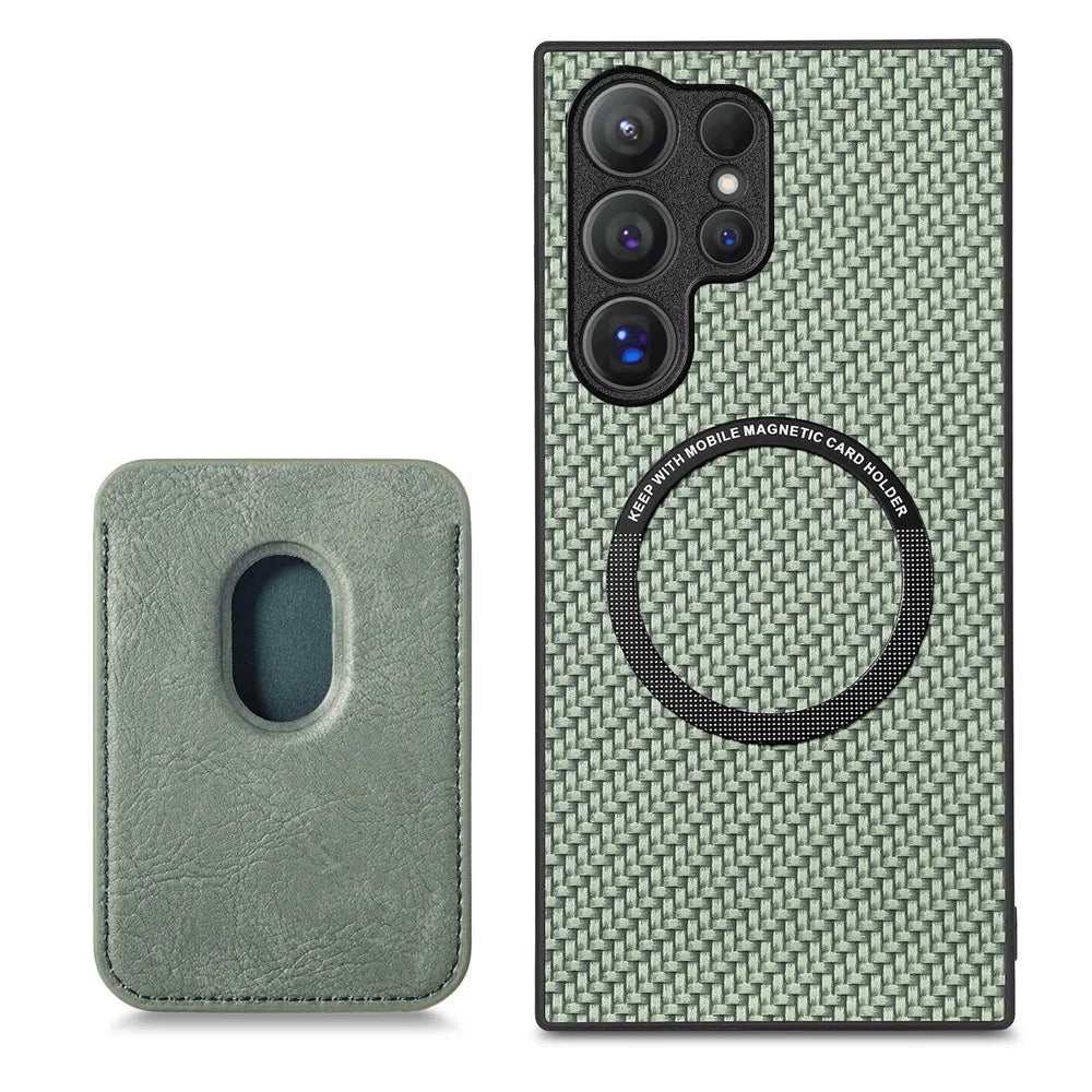 For Samsung Galaxy S25 Ultra Case Magnetic Detachable Card Holder Phone Back Cover - Green - 4