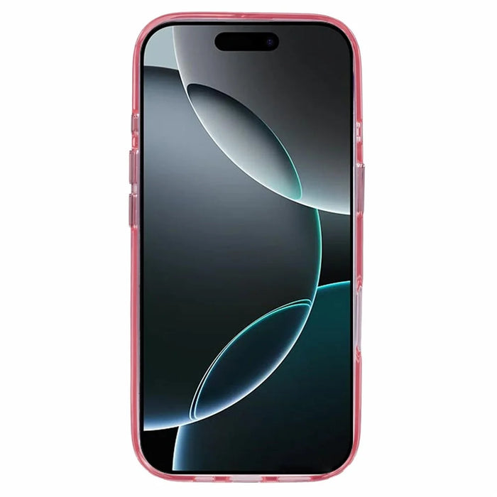 For iPhone 16 Pro Max Case TPU+PC Phone Back Cover Lens Frame Rhinestone Decorated - Transparent Pink - 2