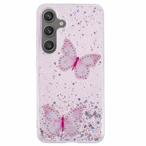 For Samsung Galaxy S25+ Case Epoxy PVC Butterfly TPU Aesthetics Phone Cover - Pink - 1
