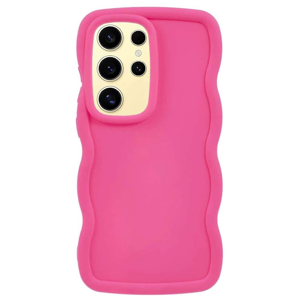 For Samsung Galaxy S25 Ultra Case TPU Protective Phone Cover Unique Curly Wave Frame - Rose - 1