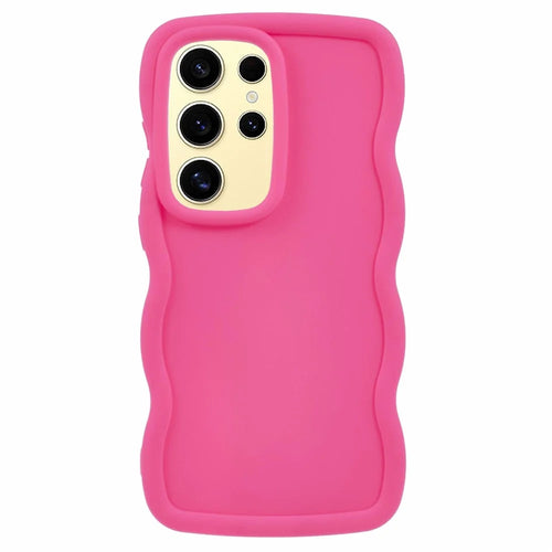 For Samsung Galaxy S25 Ultra Case TPU Protective Phone Cover Unique Curly Wave Frame - Rose - 1
