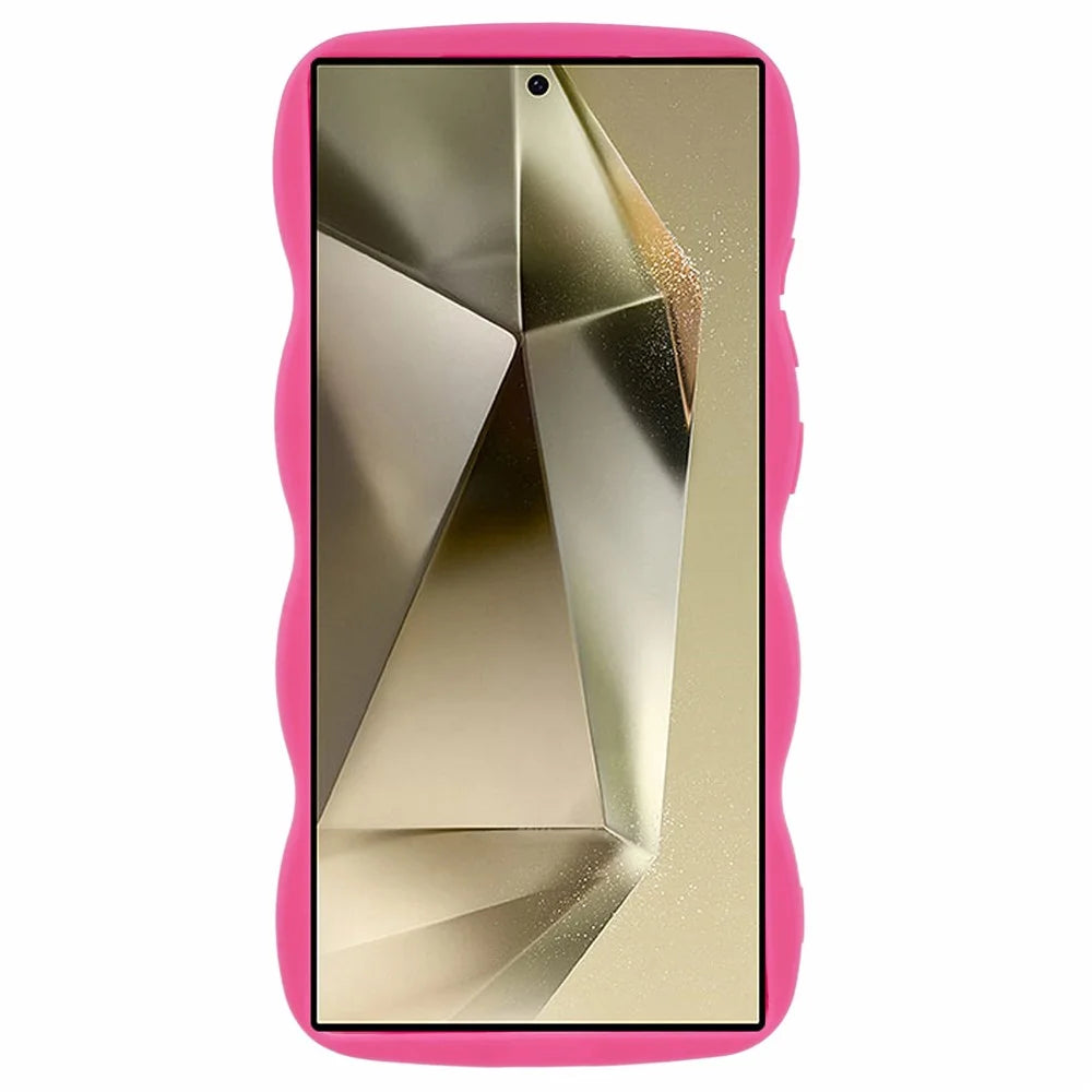 For Samsung Galaxy S25 Ultra Case TPU Protective Phone Cover Unique Curly Wave Frame - Rose - 2
