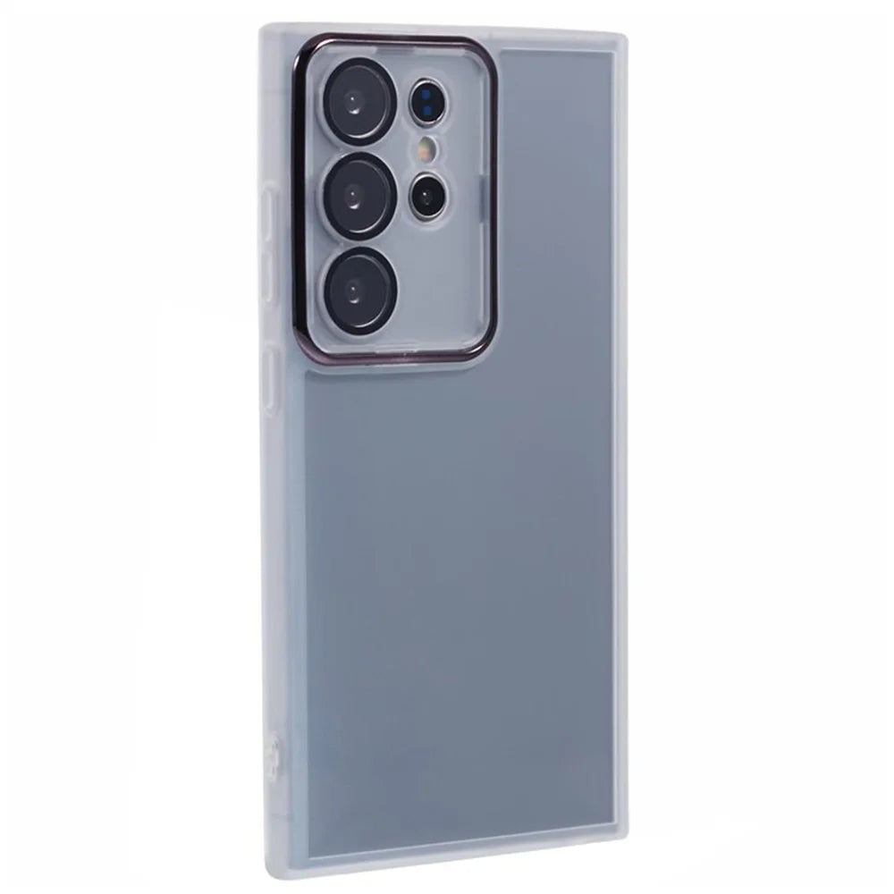 WANLONFENG DKSM Series for Samsung Galaxy S25 Ultra TPU Case Electroplated Frame with Tempered Glass -  Transparent White - 2