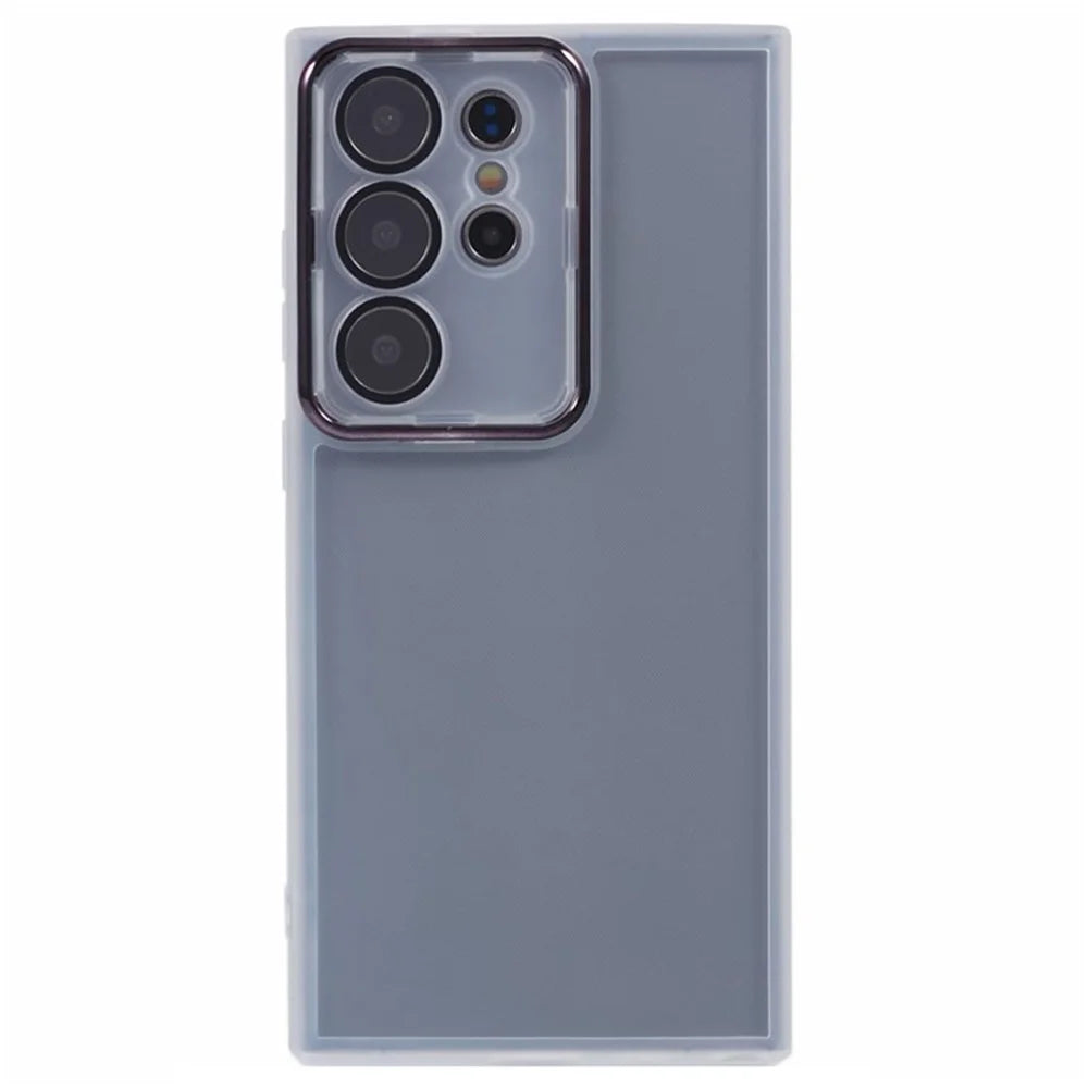 WANLONFENG DKSM Series for Samsung Galaxy S25 Ultra TPU Case Electroplated Frame with Tempered Glass -  Transparent White - 4