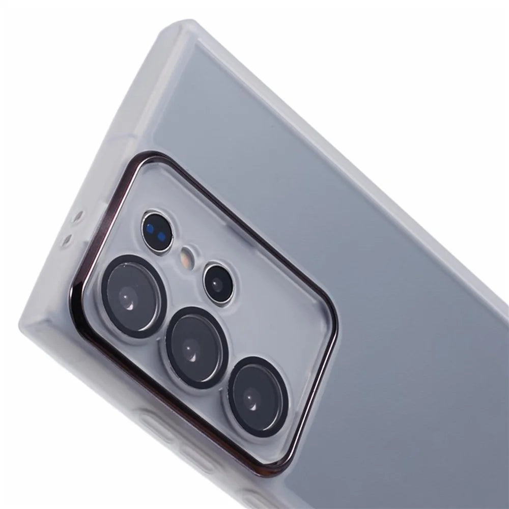 WANLONFENG DKSM Series for Samsung Galaxy S25 Ultra TPU Case Electroplated Frame with Tempered Glass -  Transparent White - 6