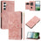 For Samsung Galaxy S24+ Case Tulip Leather Phone Cover with 5 Card Slots Wallet - Pink - 1