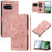 For Google Pixel 9a Case Tulip Leather Phone Cover with 5 Card Slots Wallet - Pink - 1