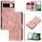 For Google Pixel 8a Case Tulip Leather Phone Cover with 5 Card Slots Wallet - Pink - 1