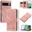 For Google Pixel 8 Pro Case Tulip Leather Phone Cover with 5 Card Slots Wallet - Pink - 1