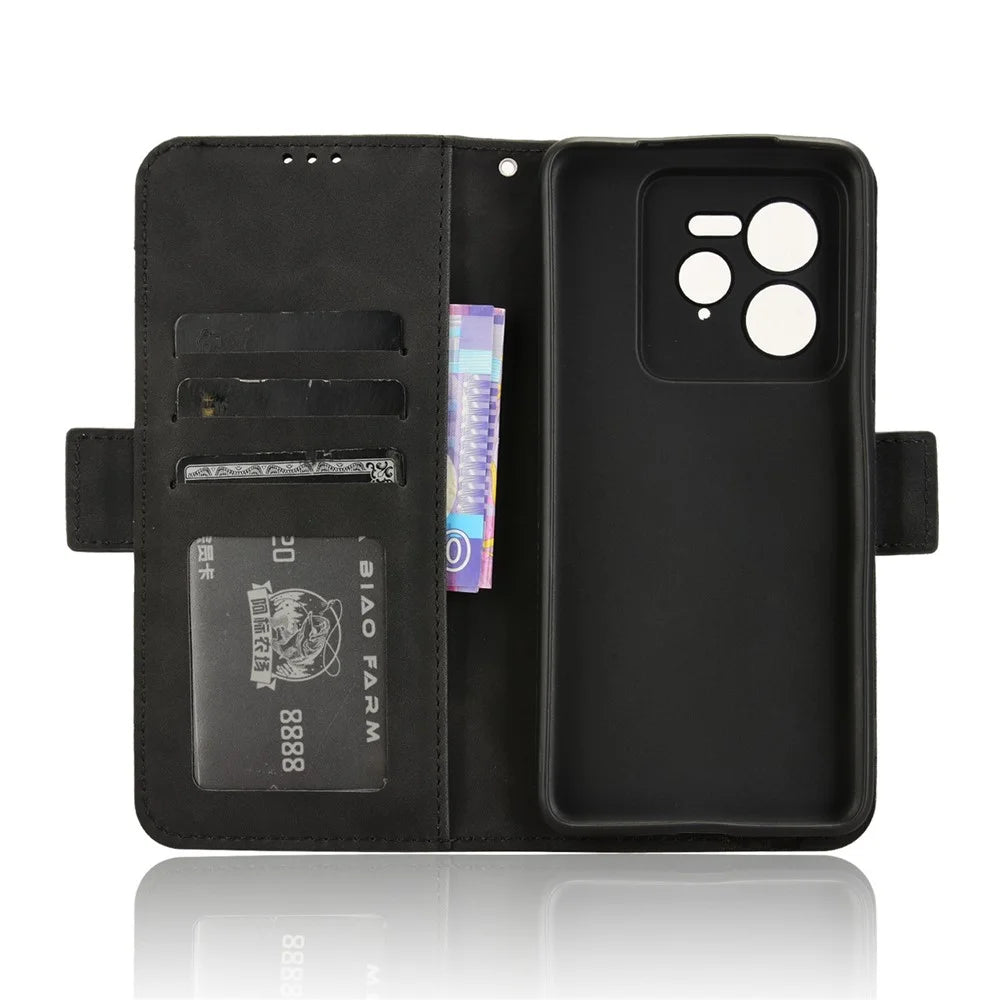 For Realme GT 7 Pro 5G Leather Case Phone Wallet Cover with Multiple Card Slots - Black - 3