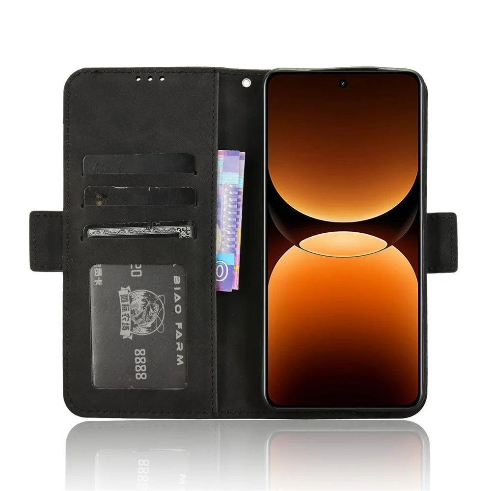 For Realme GT 7 Pro 5G Leather Case Phone Wallet Cover with Multiple Card Slots - Black - 4