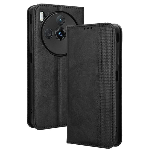 For ZTE nubia Z60S Pro 5G Leather Case Wallet Stand Retro Texture Phone Cover - Black - 1