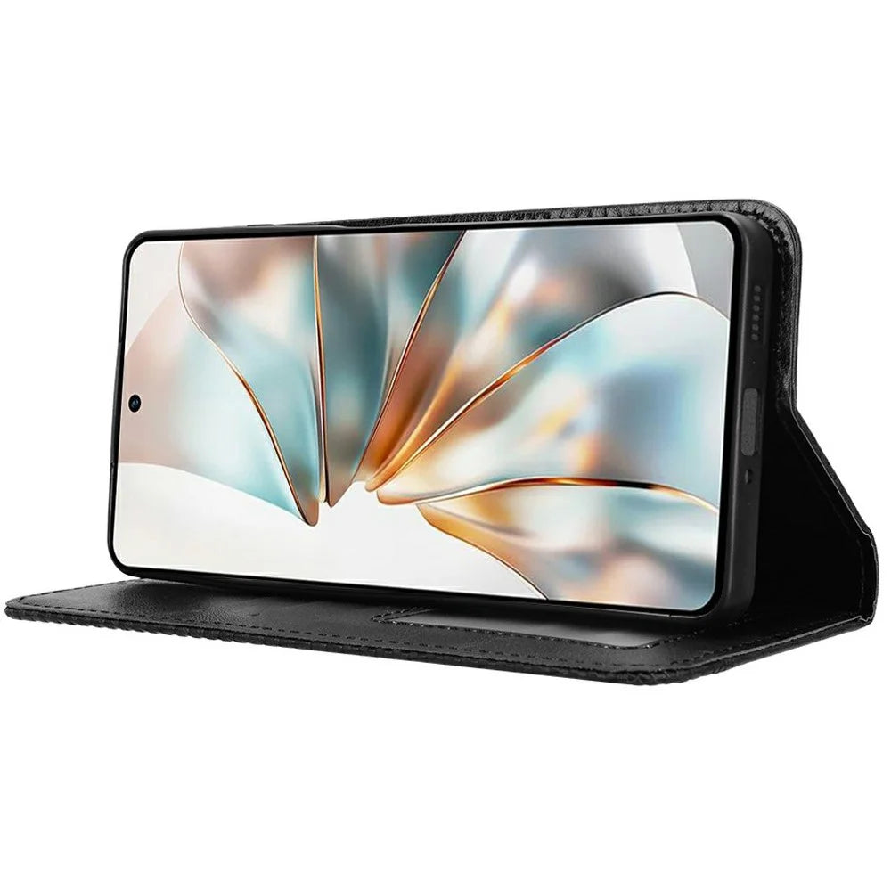 For ZTE nubia Z60S Pro 5G Leather Case Wallet Stand Retro Texture Phone Cover - Black - 3