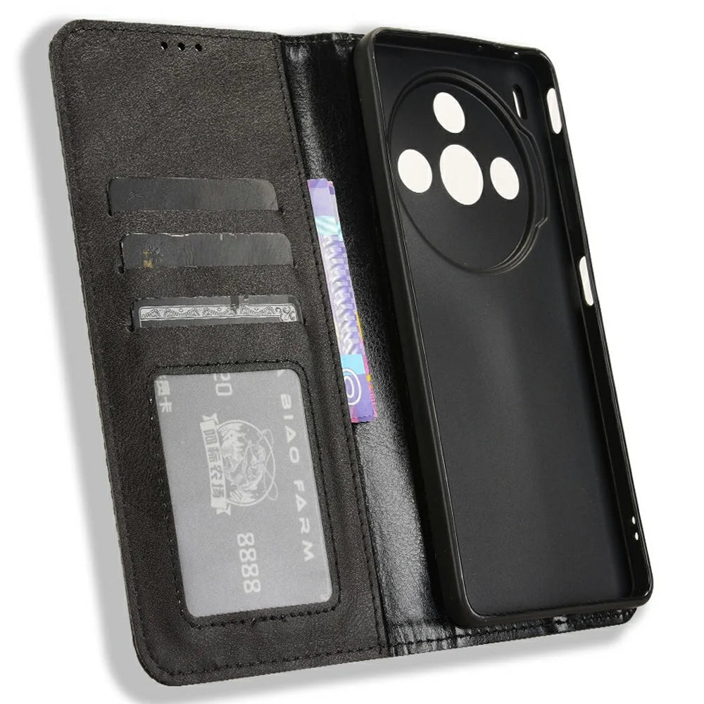 For ZTE nubia Z60S Pro 5G Leather Case Wallet Stand Retro Texture Phone Cover - Black - 4