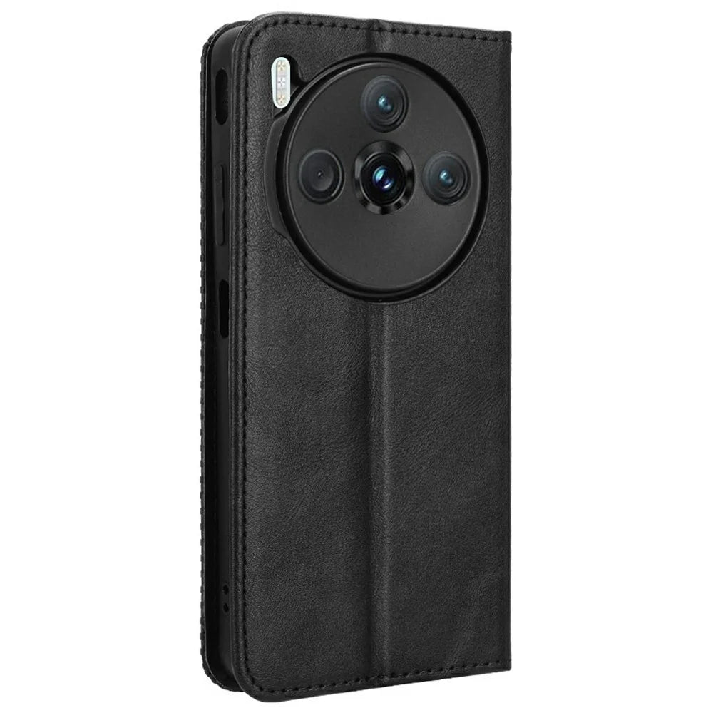 For ZTE nubia Z60S Pro 5G Leather Case Wallet Stand Retro Texture Phone Cover - Black - 7